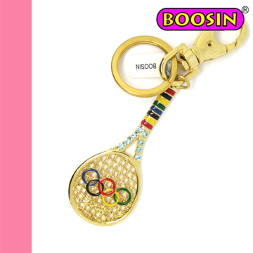 Placage en or Raquettes de tennis Porte-clés en métal / Jeux olympiques Souvenir Keychain